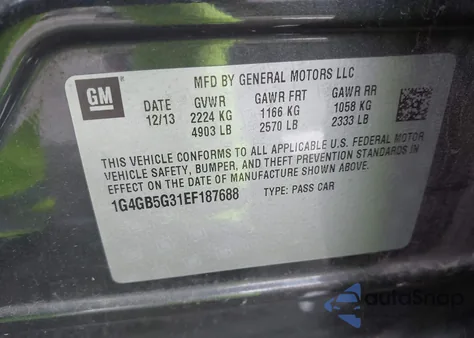 2014 Buick Lacrosse Leather Group z USA, uszkodzony, nr VIN 1G4GB5G31EF187688